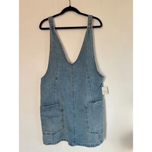 NWT WE THE FREE Women High Roller Cotton Denim Skirtall Blue A Line Pockets M